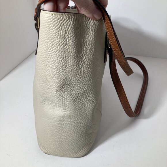 Womens Vintage Dooney & Bourke Pebbled Leather Lexington Shoulder Hand Bag Bone - Picture 7 of 11